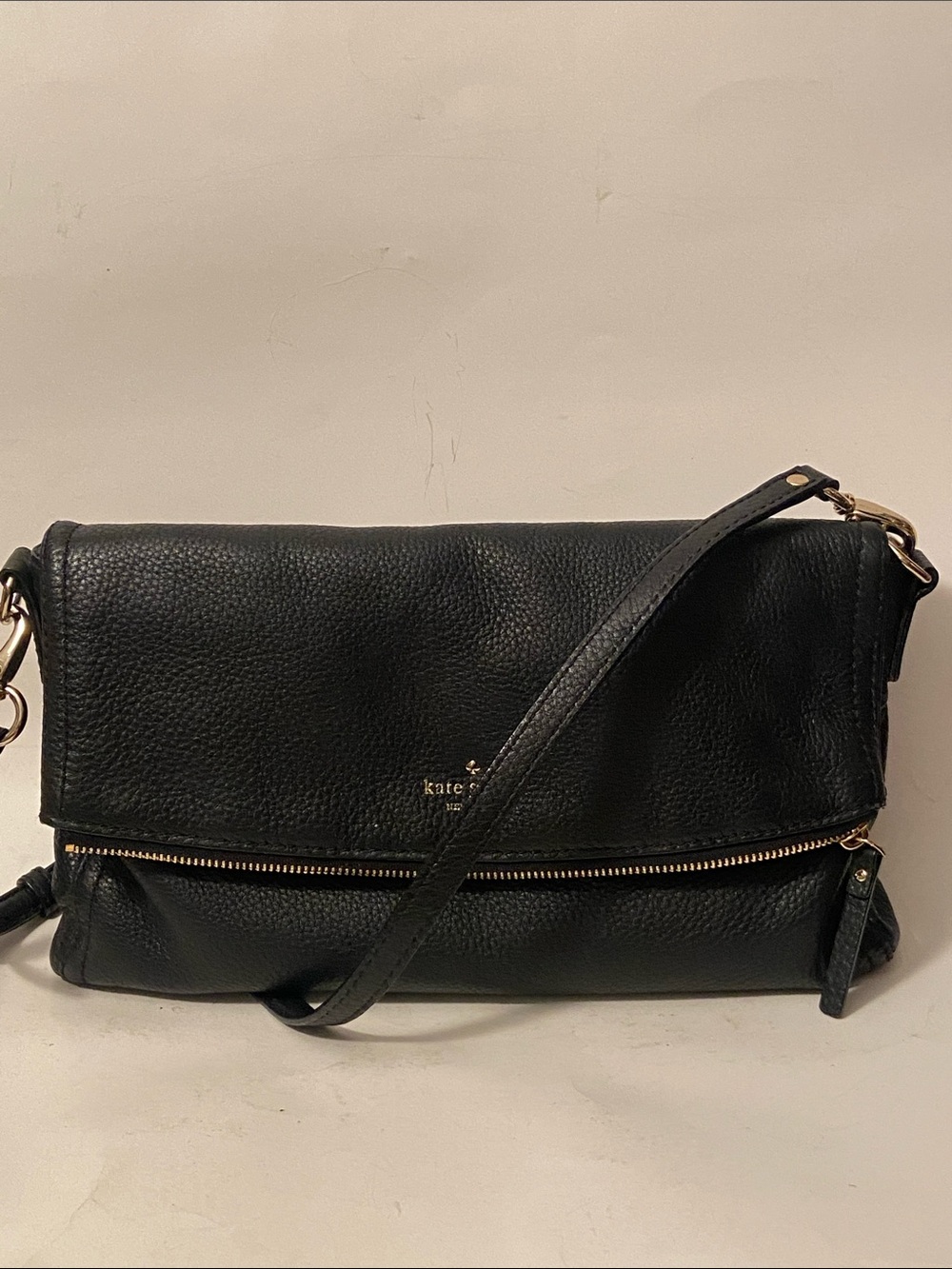 Kate Spade NY Cobble Hill Marsala Leather Crossbody Foldover Bag in Black